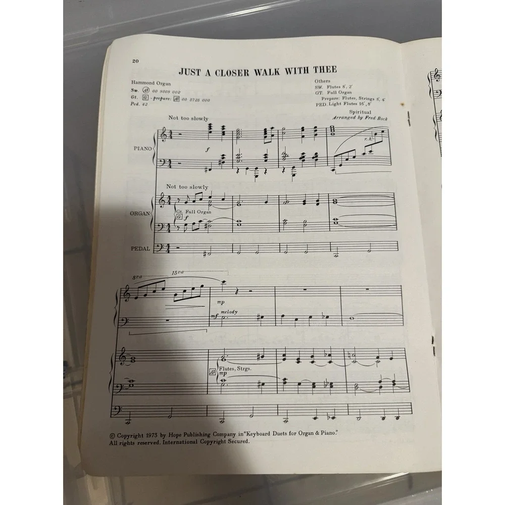 Keyboard Duets for Organ and Piano songbook arranged by Fred Bock
